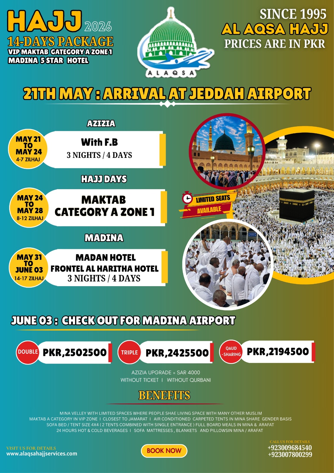 Al-Aqsa 14 days Hajj 2026 package details